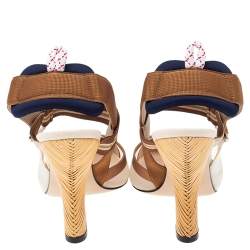 Pre Owned صندل فندي مقدمة مدببة سير خفي كوليبري قماش وشبك متعدد الألوان مقاس 38