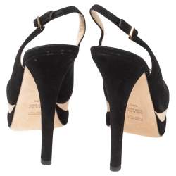 Fendi Black Suede Platform Slingback Sandals Size 38.5