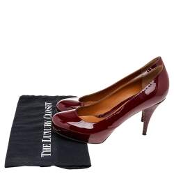 Pre Owned Fendi Red Patent Leather Platform Pumps Size 39