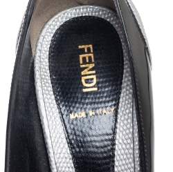 Pre Owned Fendi Multicolor Fendista Colorblock Patent And Lizard-Embossed Leather Peep Toe Platform Pumps Size 37