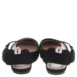 Pre Owned Fendi Brown/Black FF Mesh And Leather Colibri Slingback Flat Sandals Size 40