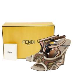 Pre Owned Fendi Multicolor Fabric And Mesh FFreedom Sandals Size 39