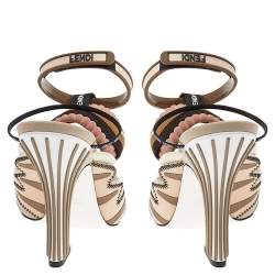 Pre Owned Fendi Multicolor Fabric And Mesh FFreedom Sandals Size 39