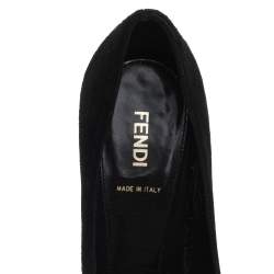 Pre Owned Fendi Black Suede Platform Zucca Heel Pumps Size 37