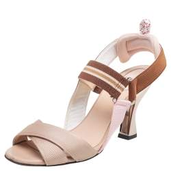 Pre Owned Fendi Multicolor Canvas Colibri Slingback Sandals Size 36