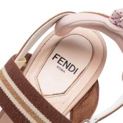 Pre Owned Fendi Multicolor Canvas Colibri Slingback Sandals Size 36