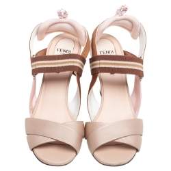 Pre Owned Fendi Multicolor Canvas Colibri Slingback Sandals Size 36