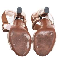 Pre Owned Fendi Multicolor Canvas Colibri Slingback Sandals Size 36