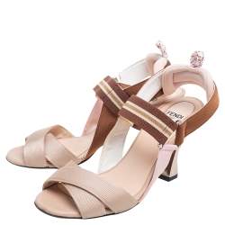 Pre Owned Fendi Multicolor Canvas Colibri Slingback Sandals Size 36