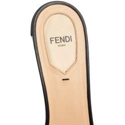 Pre Owned Fendi Brown/Black Zucca Velvet Slide Sandals Size 40