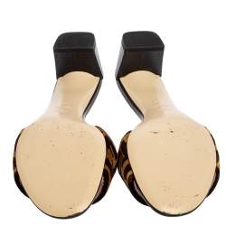 Pre Owned Fendi Brown/Black Zucca Velvet Slide Sandals Size 40