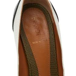 Pre Owned Fendi MultiColor Lizard Embossed Leather Fendista Peep Toe Platform Pumps Size 35.5