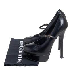 مملوكة مسبقًا Fendi Black Leather Mary Jane Platform Pumps Size 38.5