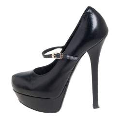 مملوكة مسبقًا Fendi Black Leather Mary Jane Platform Pumps Size 38.5