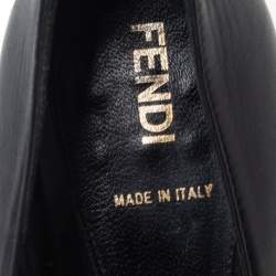 مملوكة مسبقًا Fendi Black Leather Mary Jane Platform Pumps Size 38.5