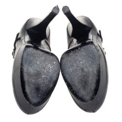 مملوكة مسبقًا Fendi Black Leather Mary Jane Platform Pumps Size 38.5