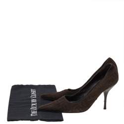 Pre Owned Fendi Dark Brown Suede FF Pointed Toe Pumps Size 36