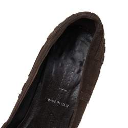 Pre Owned Fendi Dark Brown Suede FF Pointed Toe Pumps Size 36
