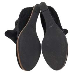 Pre Owned Fendi Black Suede Black Ankle Boots Size 41