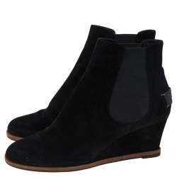 Pre Owned Fendi Black Suede Black Ankle Boots Size 41