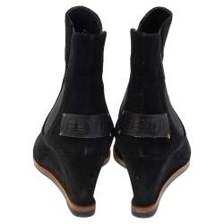 Pre Owned Fendi Black Suede Black Ankle Boots Size 41