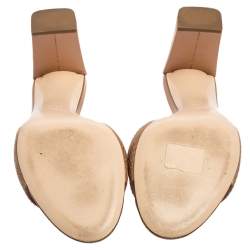 Pre Owned Fendi Beige Satin Logo Slide Sandals Size 41