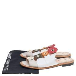Pre Owned Fendi Multicolor Leather Flowerland Flat Mules Size 40