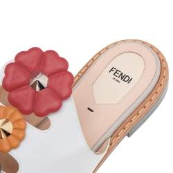 Pre Owned Fendi Multicolor Leather Flowerland Flat Mules Size 40
