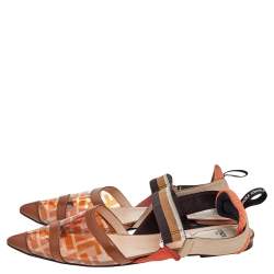 Pre Owned Fendi Multicolor Zucca PVC And Leather Colibri Slingback Flat Sandals Size 40