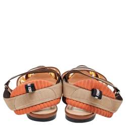 Pre Owned Fendi Multicolor Zucca PVC And Leather Colibri Slingback Flat Sandals Size 40