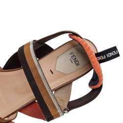 Pre Owned Fendi Multicolor Zucca PVC And Leather Colibri Slingback Flat Sandals Size 40