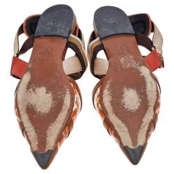 Pre Owned Fendi Multicolor Zucca PVC And Leather Colibri Slingback Flat Sandals Size 40