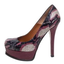 Fendi Multicolor Python Fendista Platform Pumps Size 36
