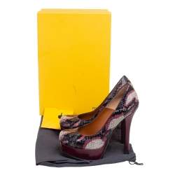 Fendi Multicolor Python Fendista Platform Pumps Size 36