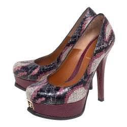 Fendi Multicolor Python Fendista Platform Pumps Size 36