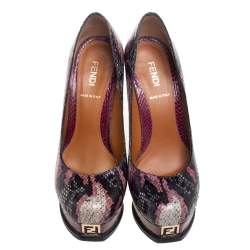 Fendi Multicolor Python Fendista Platform Pumps Size 36