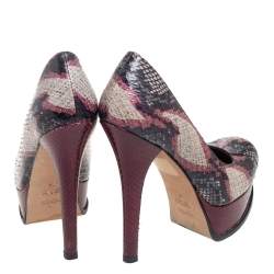 Fendi Multicolor Python Fendista Platform Pumps Size 36