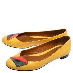 Fendi Yellow Leather Monster Ballet Flats Size 36