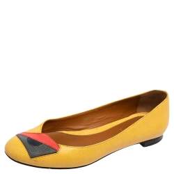 Fendi Yellow Leather Monster Ballet Flats Size 36