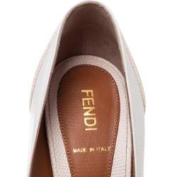 Pre Owned Fendi Tri-Color Lizard Embossed Leather And Patent Leather Fendista Platform Pumps Size 37.5