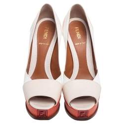 Pre Owned Fendi Tri-Color Lizard Embossed Leather And Patent Leather Fendista Platform Pumps Size 37.5