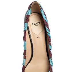 Fendi Black Leather And Woven Fabric Bow Pointed-Toe Pumps Size 38 