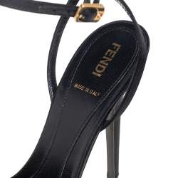 مملوكة مسبقًا Fendi Black Canvas And Satin Ankle Strap Platform Sandals Size 38