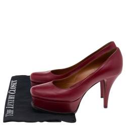 Pre Owned Fendi Red Leather Fendista Platform Pumps Size 37.5