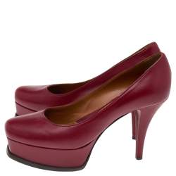 Pre Owned Fendi Red Leather Fendista Platform Pumps Size 37.5