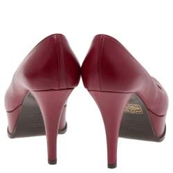 Pre Owned Fendi Red Leather Fendista Platform Pumps Size 37.5