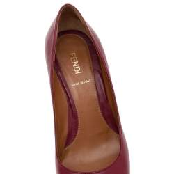 Pre Owned Fendi Red Leather Fendista Platform Pumps Size 37.5