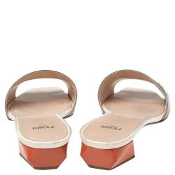 Pre Owned Fendi Grey Patent Leather Slide Sandals Size 40
