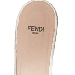 Pre Owned Fendi Grey Patent Leather Slide Sandals Size 40