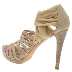 Pre Owned Fendi Beige Fabric and Suede Strappy Platform Sandals Size 37